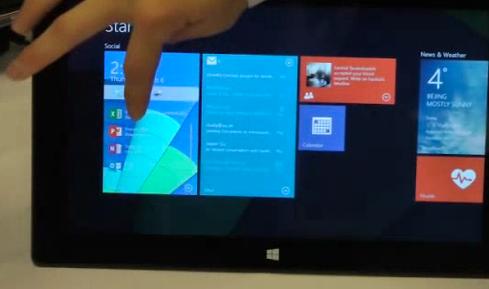 In a screenshot from Microsoft Researchs now-removed video, Live Tiles can show deeper content, such as an email inbox, and even launch desktop applications. 