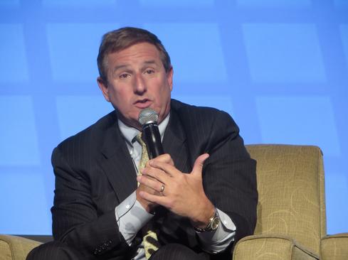 Oracle President Mark Hurd answers tough questions at the InformationWeek Conference at Interop in Las Vegas.